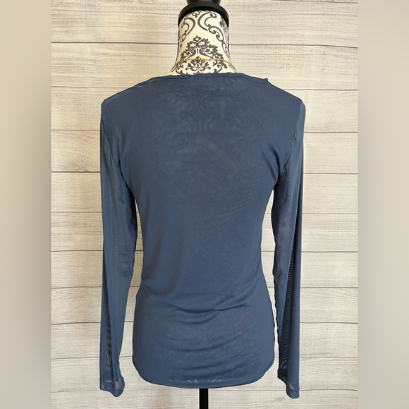 Calvin Klein | Women’s Sheer Dark Blue Long Sleeve Top - Picture 3 of 7